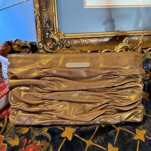 Michael Kors Gold Leather Clutch Bag